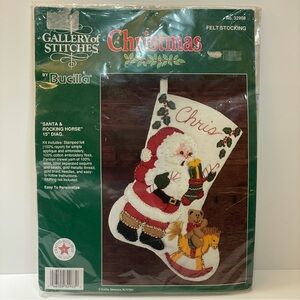 Bucilla Felt Christmas Stocking Kit “Santa & Rocking Horse” 15”